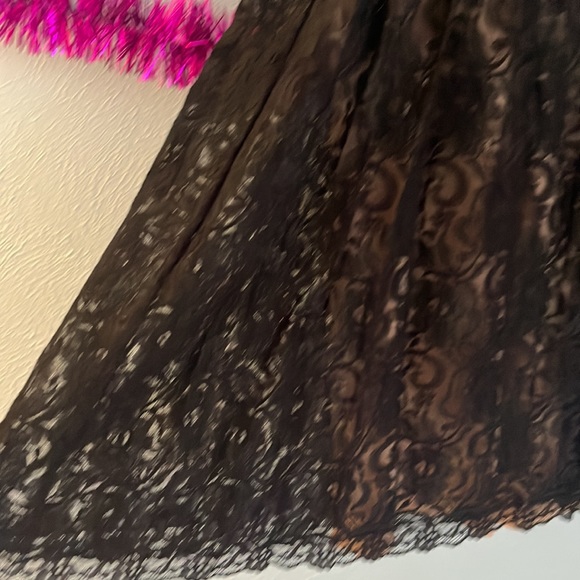 Gorgeous black lace dress with tan layer - Picture 2 of 5